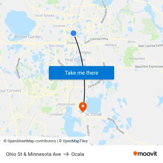 Ohio St & Minnesota Ave to Ocala map