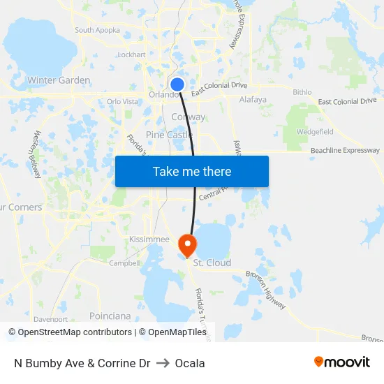 N Bumby Ave & Corrine Dr to Ocala map