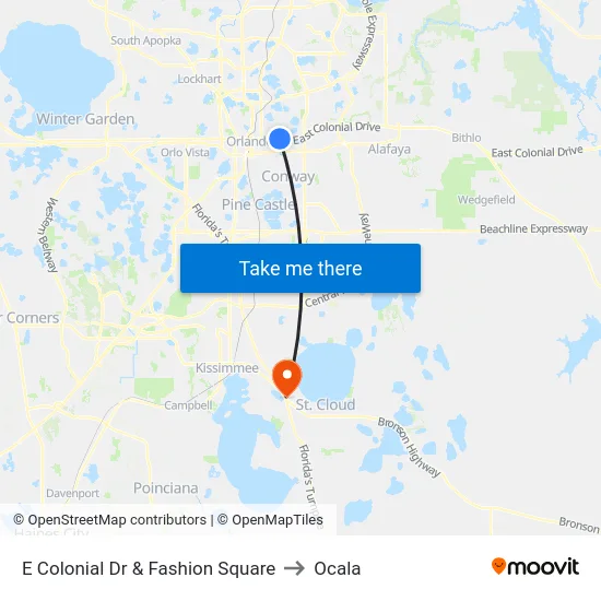 E Colonial Dr & Fashion Square to Ocala map