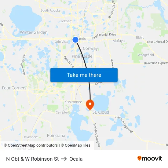 N Orange Blossom Trl & W Robinson St to Ocala map
