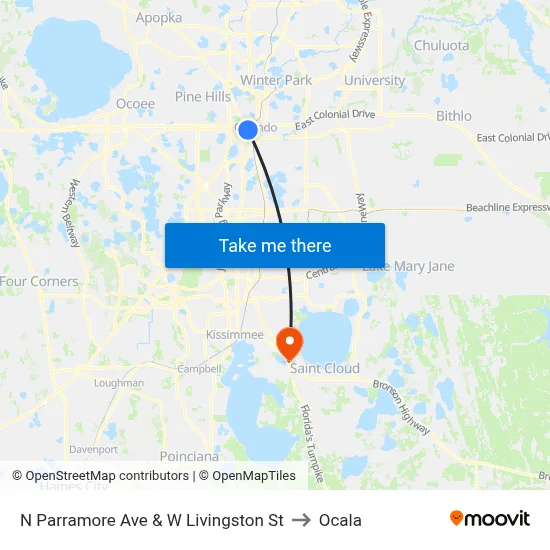 N Parramore Ave & W Livingston St to Ocala map