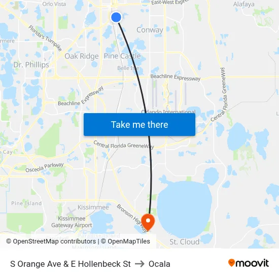 S Orange Ave & E Hollenbeck St to Ocala map