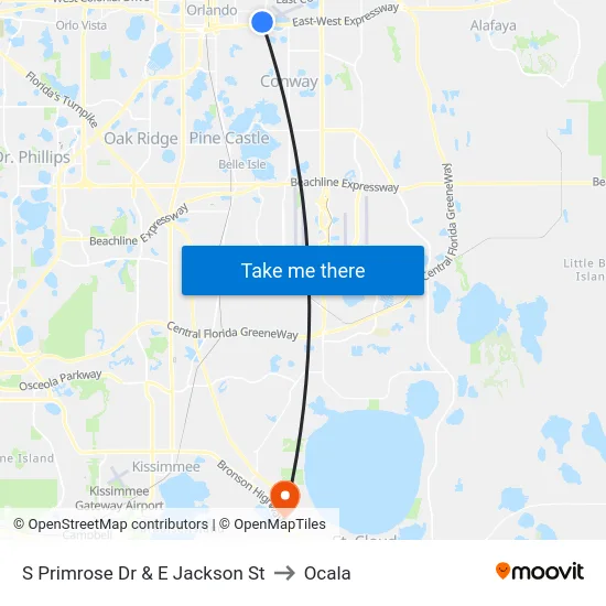 S Primrose Dr & E Jackson St to Ocala map