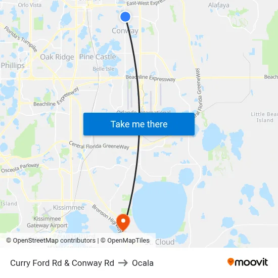 Curry Ford Rd & Conway Rd to Ocala map