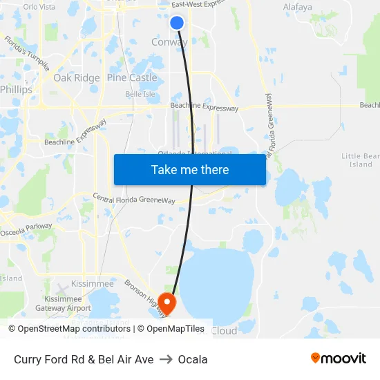 Curry Ford Rd & Bel Air Ave to Ocala map