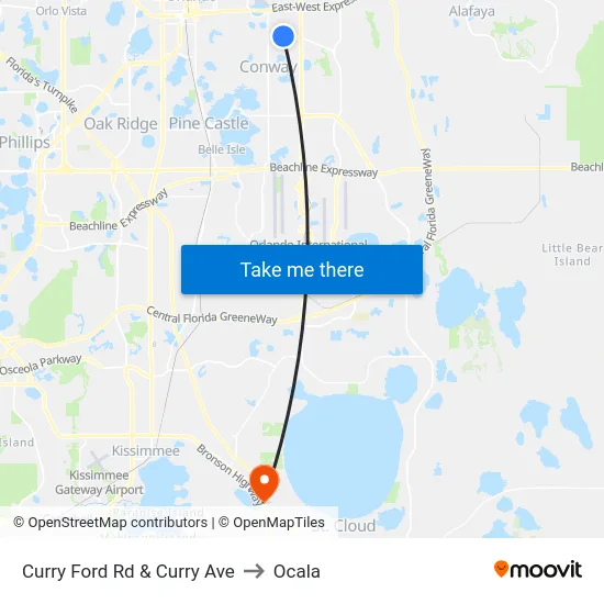 Curry Ford Rd & Curry Ave to Ocala map