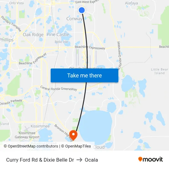 Curry Ford Rd & Dixie Belle Dr to Ocala map