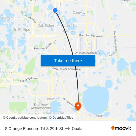 S Orange Blossom Trl & 29th St to Ocala map