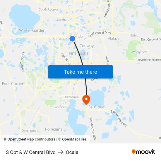 S Orange Blossom Trl & W Central Blvd to Ocala map