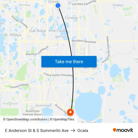 E Anderson St & S Summerlin Ave to Ocala map