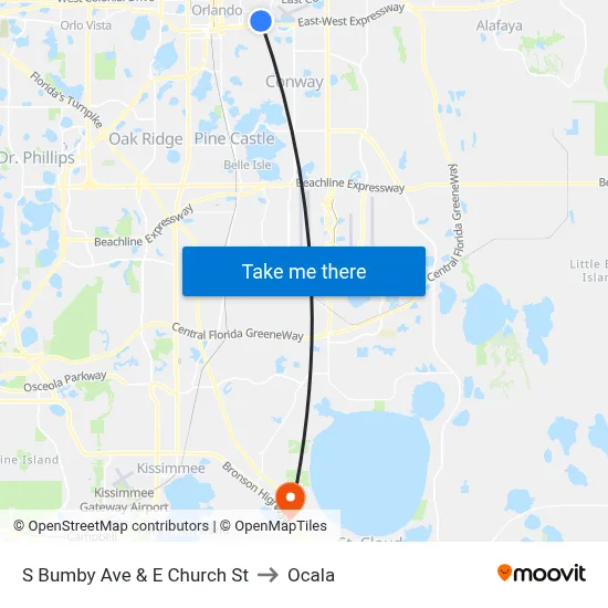 S Bumby Ave & E Church St to Ocala map