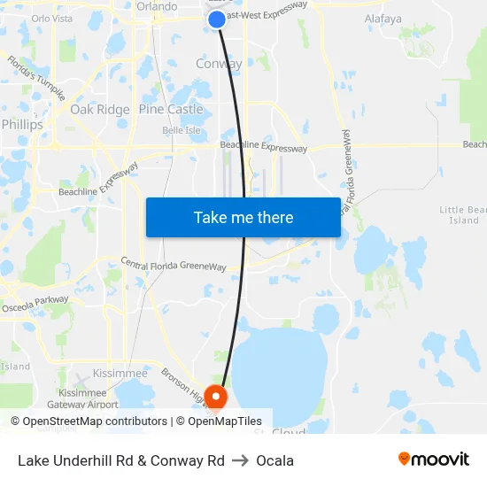 Lake Underhill Rd & Conway Rd to Ocala map