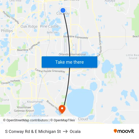 S Conway Rd & E Michigan St to Ocala map