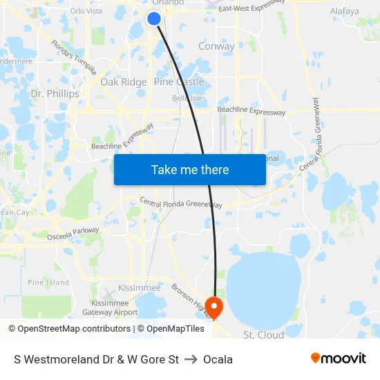 S Westmoreland Dr & W Gore St to Ocala map
