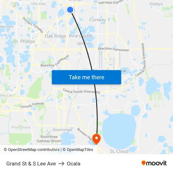 Grand St & S Lee Ave to Ocala map