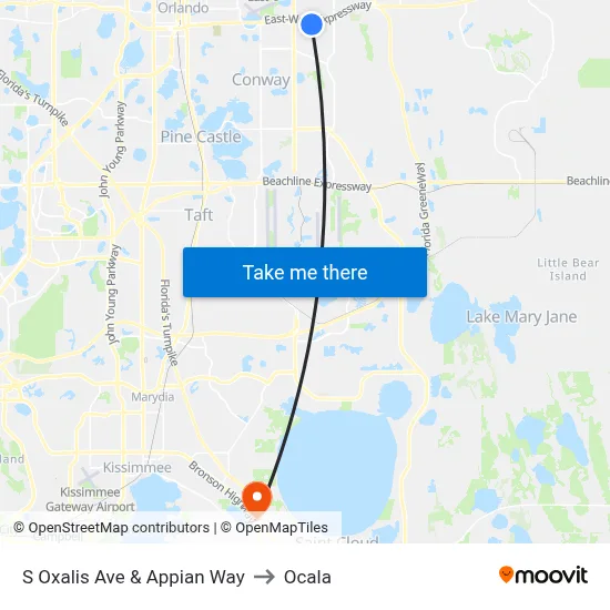 S Oxalis Ave & Appian Way to Ocala map