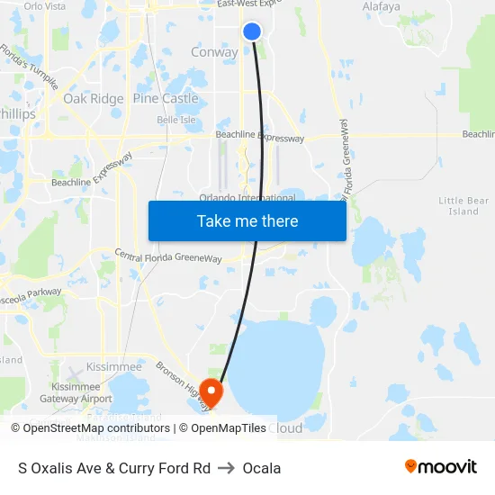 S Oxalis Ave & Curry Ford Rd to Ocala map