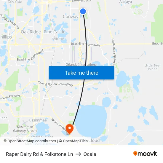 Raper Dairy Rd & Folkstone Ln to Ocala map