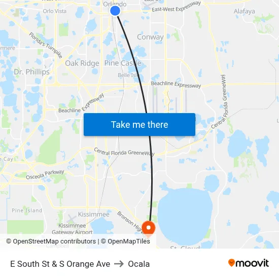 E South St & S Orange Ave to Ocala map