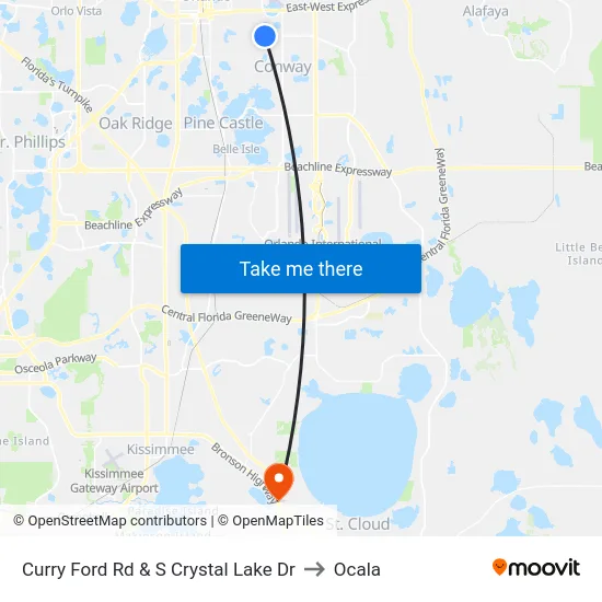 Curry Ford Rd & S Crystal Lake Dr to Ocala map