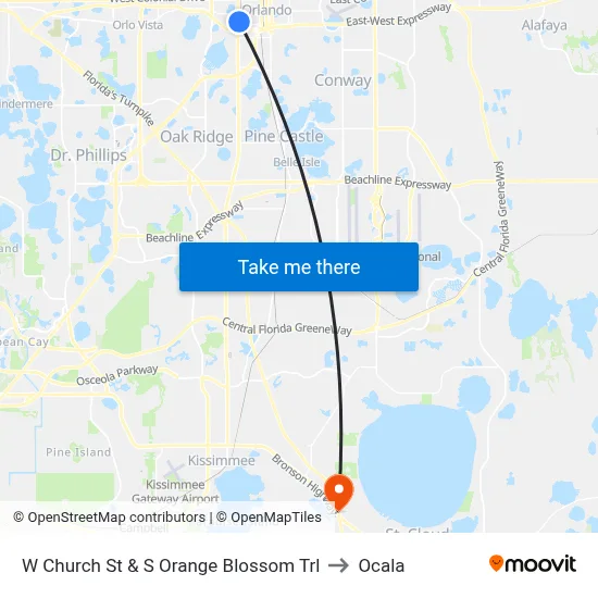 W Church St & S Orange Blossom Trl to Ocala map