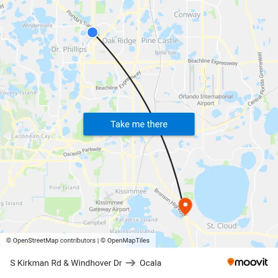 S Kirkman Rd & Windhover Dr to Ocala map