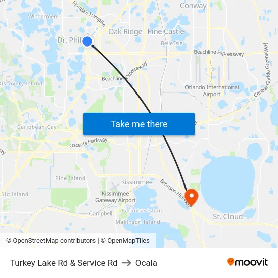 Turkey Lake Rd & Service Rd to Ocala map