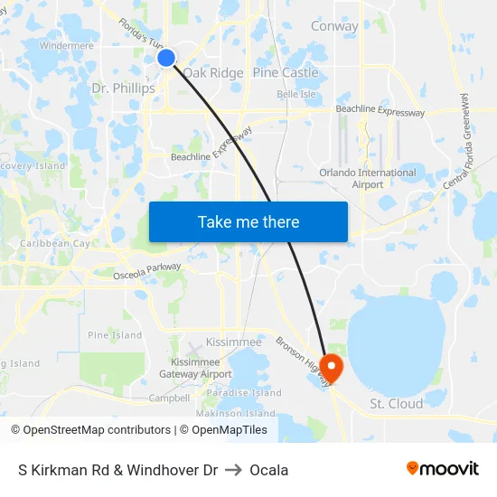 S Kirkman Rd & Windhover Dr to Ocala map