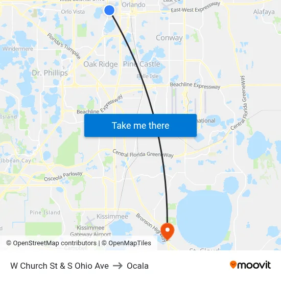 W Church St & S Ohio Ave to Ocala map