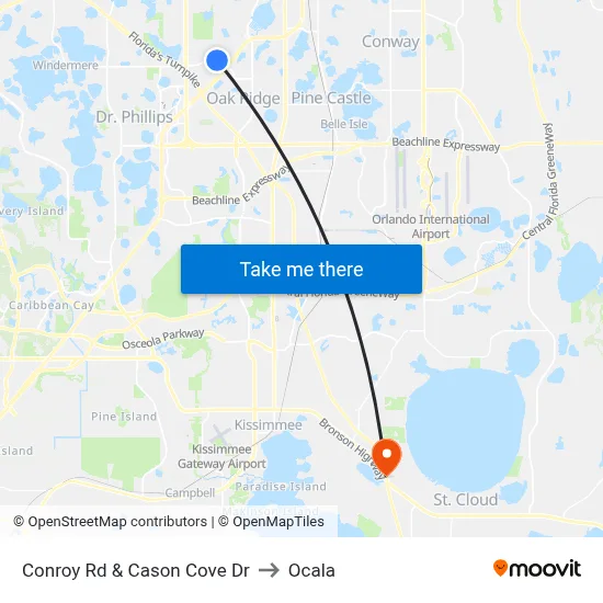 Conroy Rd & Cason Cove Dr to Ocala map