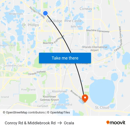 Conroy Rd & Middlebrook Rd to Ocala map