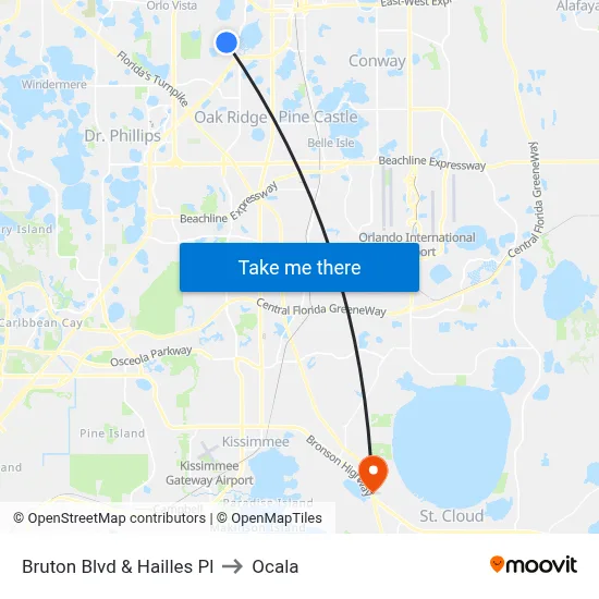 Bruton Blvd & Hailles Pl to Ocala map