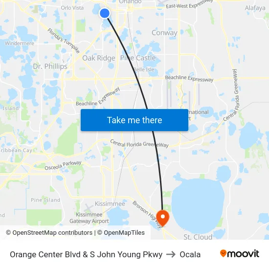 Orange Center Blvd & S John Young Pkwy to Ocala map