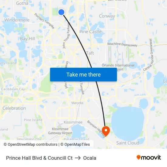 Prince Hall Blvd & Councill Ct to Ocala map