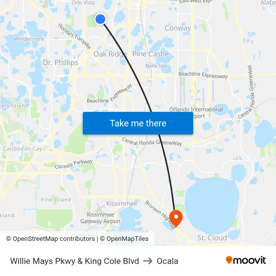 Willie Mays Pkwy & King Cole Blvd to Ocala map