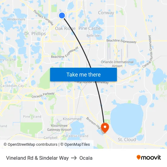 Vineland Rd & Sindelar Way to Ocala map
