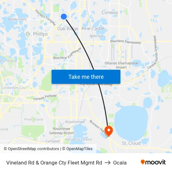 Vineland Rd & Orange Cty Fleet Mgmt Rd to Ocala map