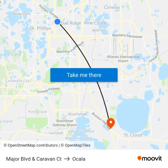 Major Blvd And Caravan Ct to Ocala map