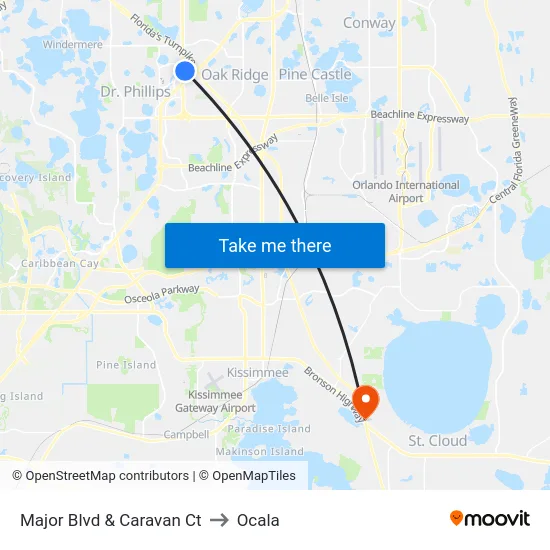 Major Blvd & Caravan Ct to Ocala map
