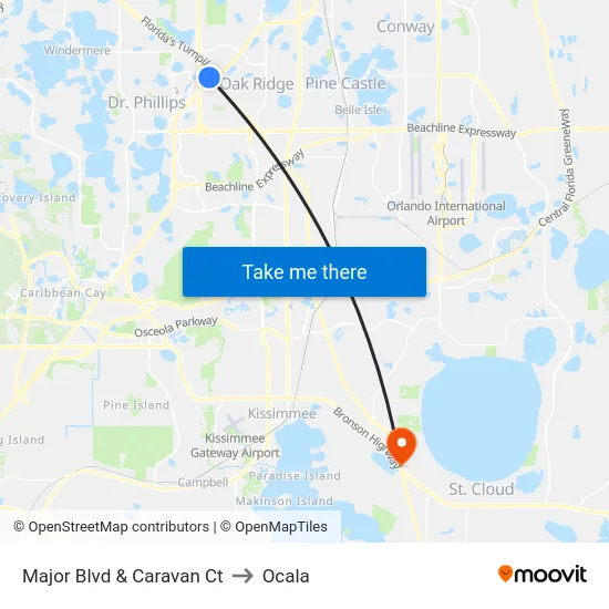 Major Blvd And Caravan Ct to Ocala map