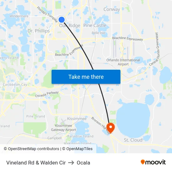 Vineland Rd & Walden Cir to Ocala map