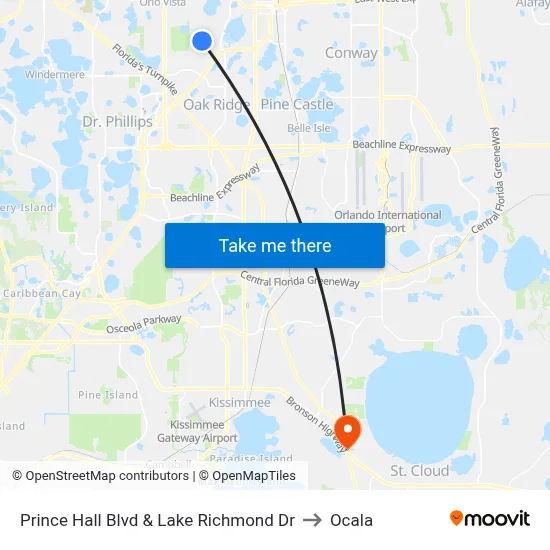 Prince Hall Blvd & Lake Richmond Dr to Ocala map