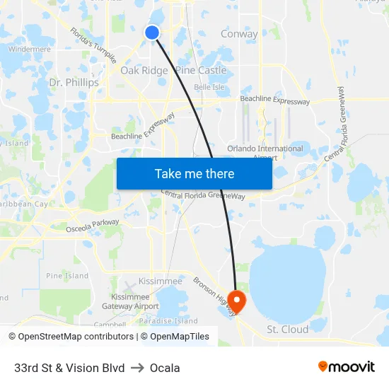 33rd St & Vision Blvd to Ocala map