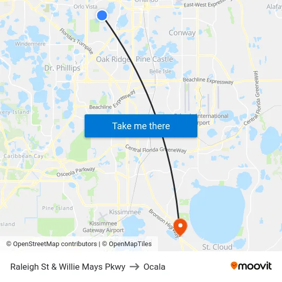 Raleigh St & Willie Mays Pkwy to Ocala map
