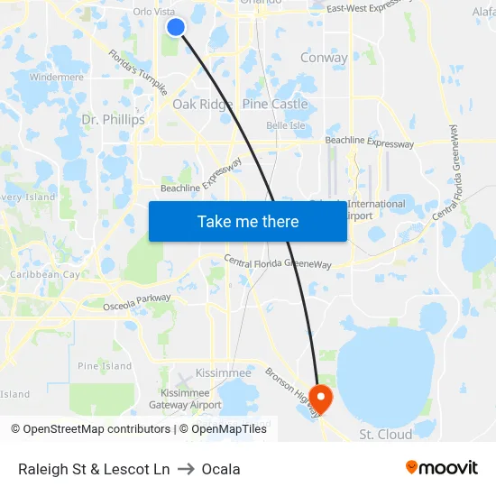 Raleigh St & Lescot Ln to Ocala map