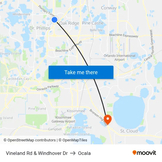 Vineland Rd & Windhover Dr to Ocala map