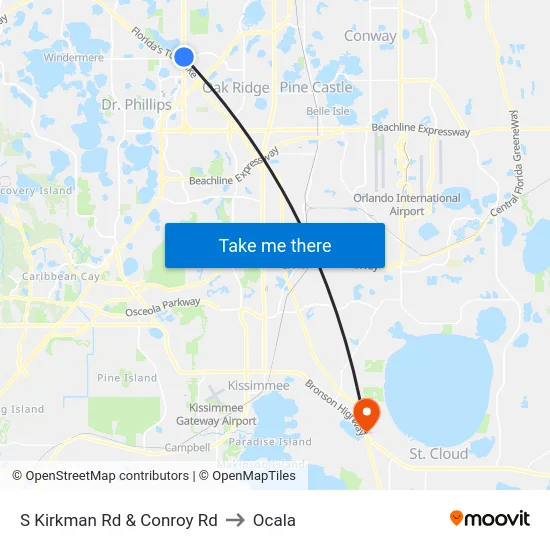 S Kirkman Rd & Conroy Rd to Ocala map