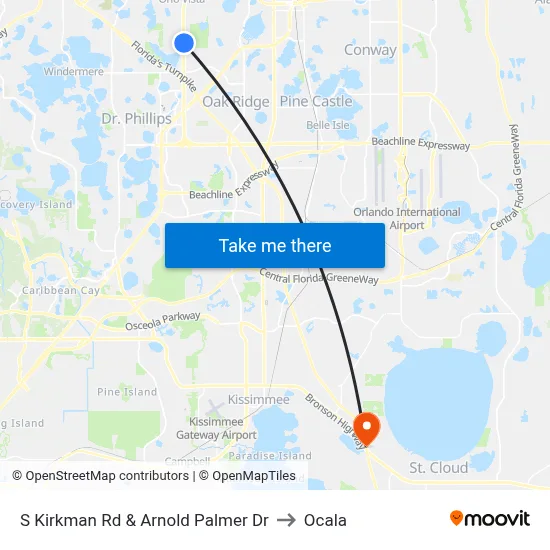 S Kirkman Rd & Arnold Palmer Dr to Ocala map