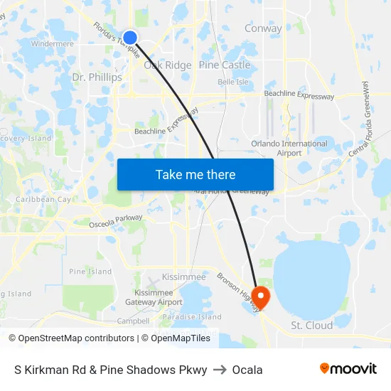 S Kirkman Rd & Pine Shadows Pkwy to Ocala map