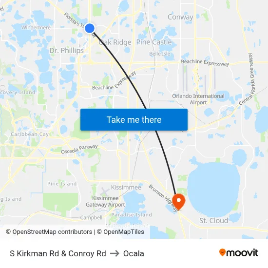 S Kirkman Rd & Conroy Rd to Ocala map